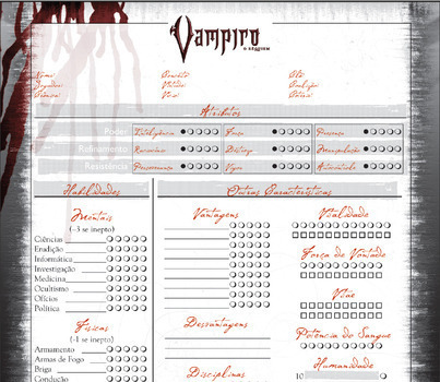 vampire the requiem - character sheet pad - ing - Comprar Jogos de  Role-play antigos no todocoleccion